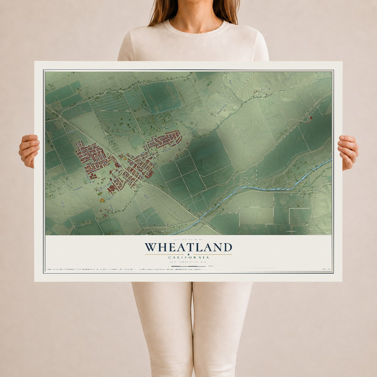 Map of Wheatland, California, 24 x 36 inch unframed archival matte print