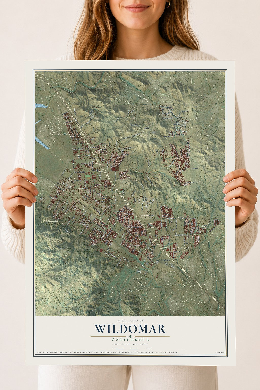 Map of Wildomar, California, 18 x 24 inch unframed archival matte print