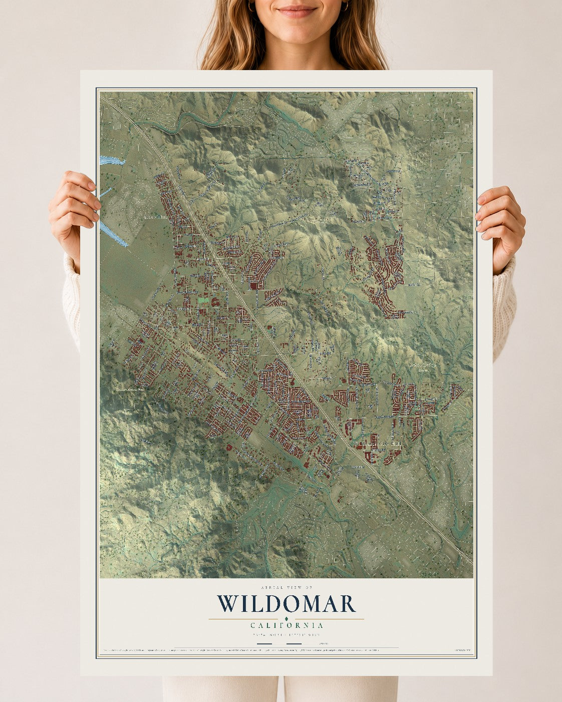 Map of Wildomar, California, 24 x 36 inch unframed archival matte print