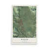 Map of Willits, California, 12 x 18 inch unframed archival matte print