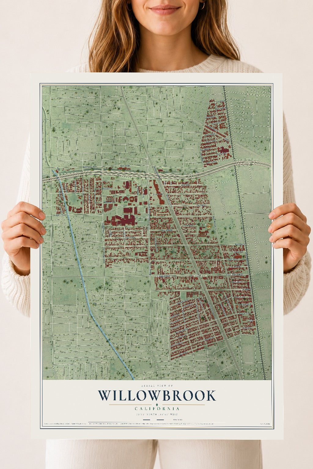 Map of Willowbrook, California, 18 x 24 inch unframed archival matte print
