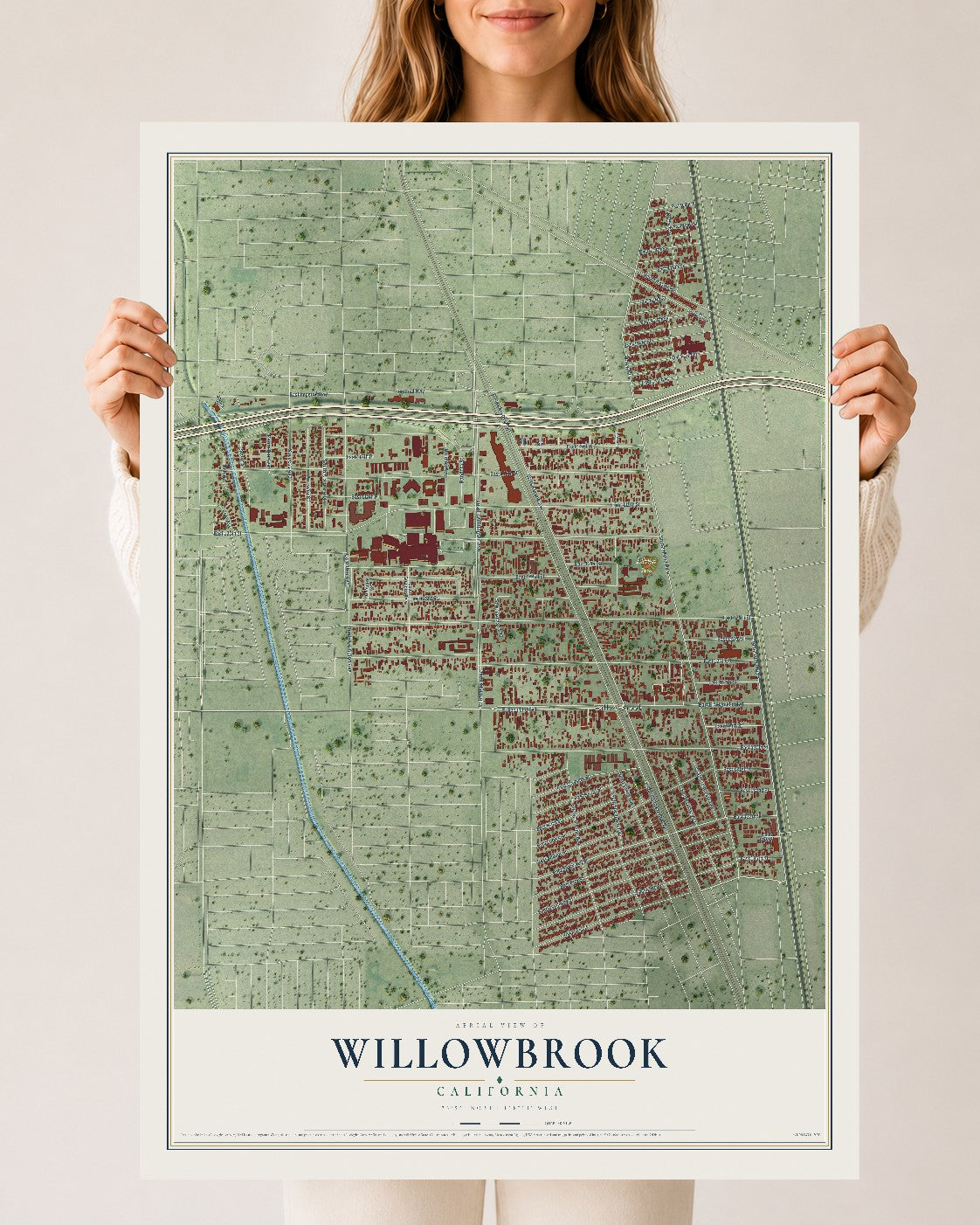 Map of Willowbrook, California, 24 x 36 inch unframed archival matte print