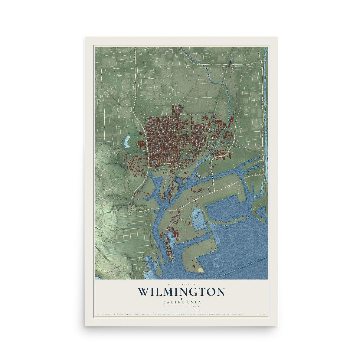 Map of Wilmington, California, 12 x 18 inch unframed archival matte print