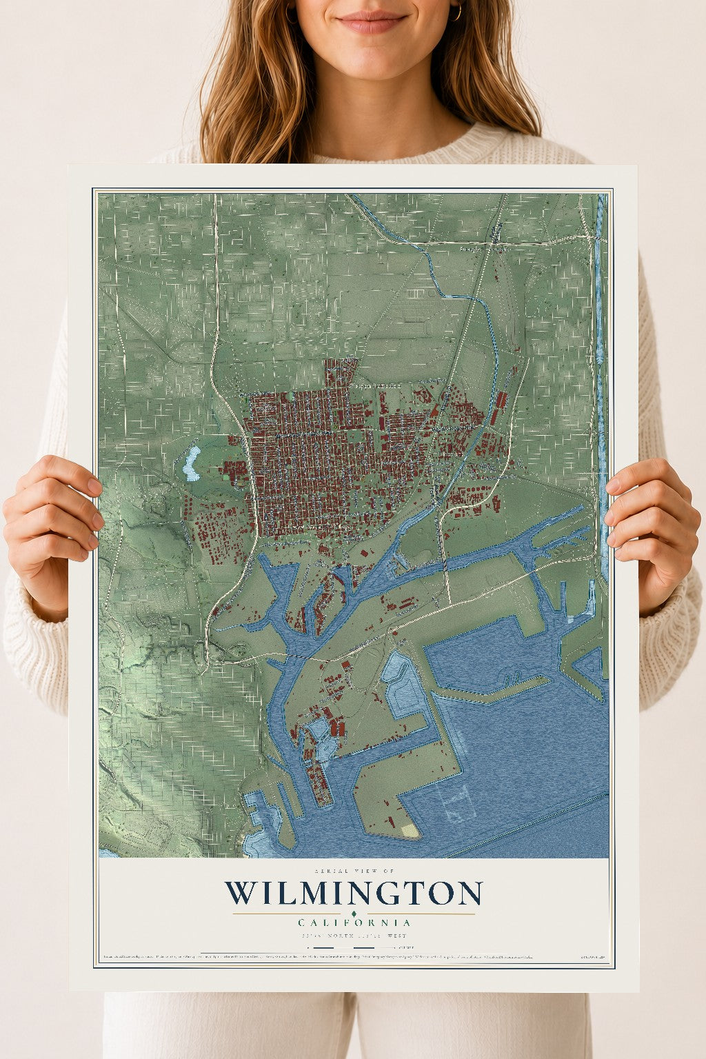 Map of Wilmington, California, 18 x 24 inch unframed archival matte print