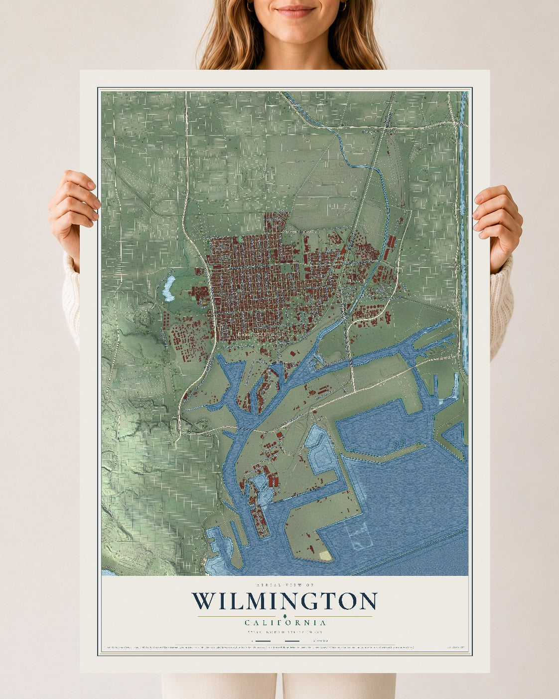 Map of Wilmington, California, 24 x 36 inch unframed archival matte print
