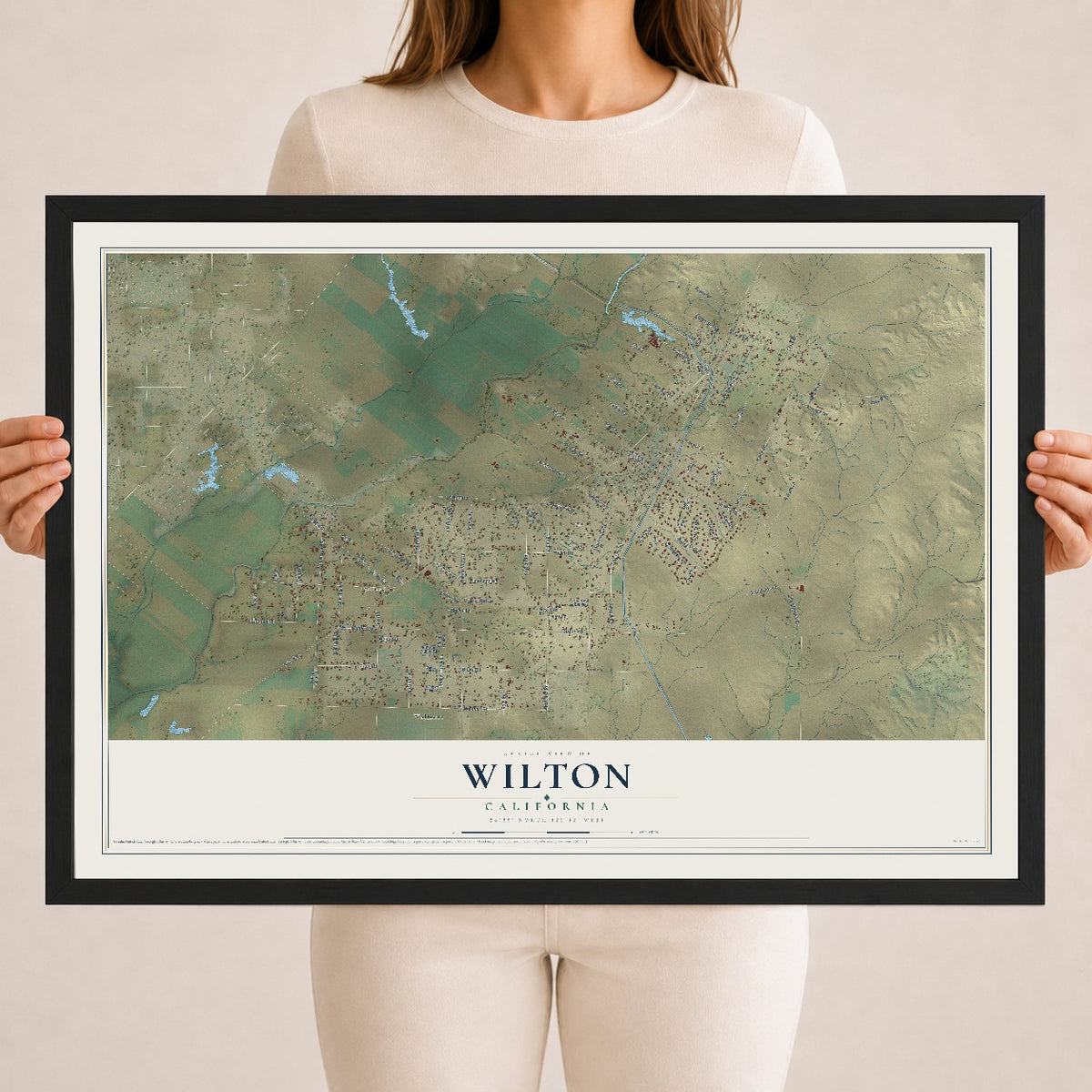 Map of Wilton, California, 18 x 24 inch print in a black wood frame