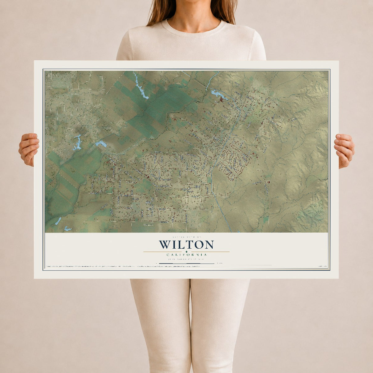 Map of Wilton, California, 24 x 36 inch unframed archival matte print