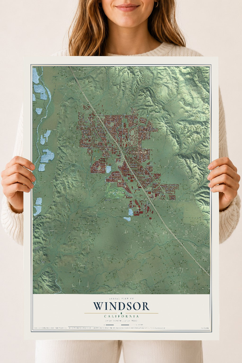 Map of Windsor, California, 18 x 24 inch unframed archival matte print