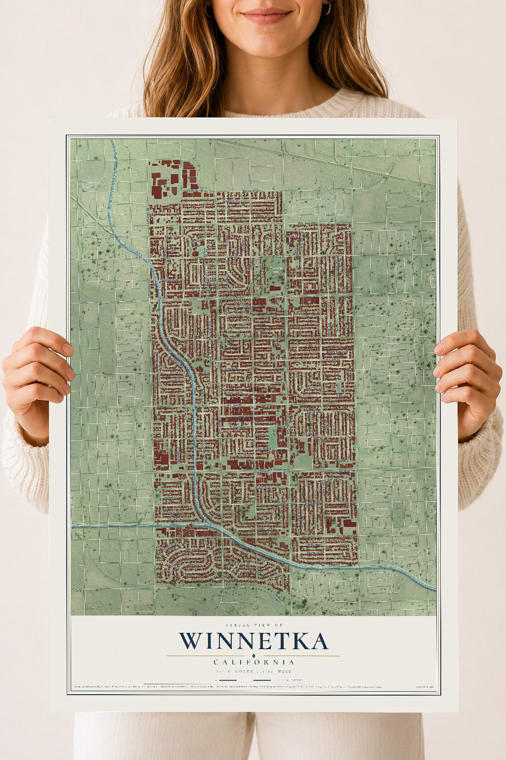 Map of Winnetka, California, 18 x 24 inch unframed archival matte print