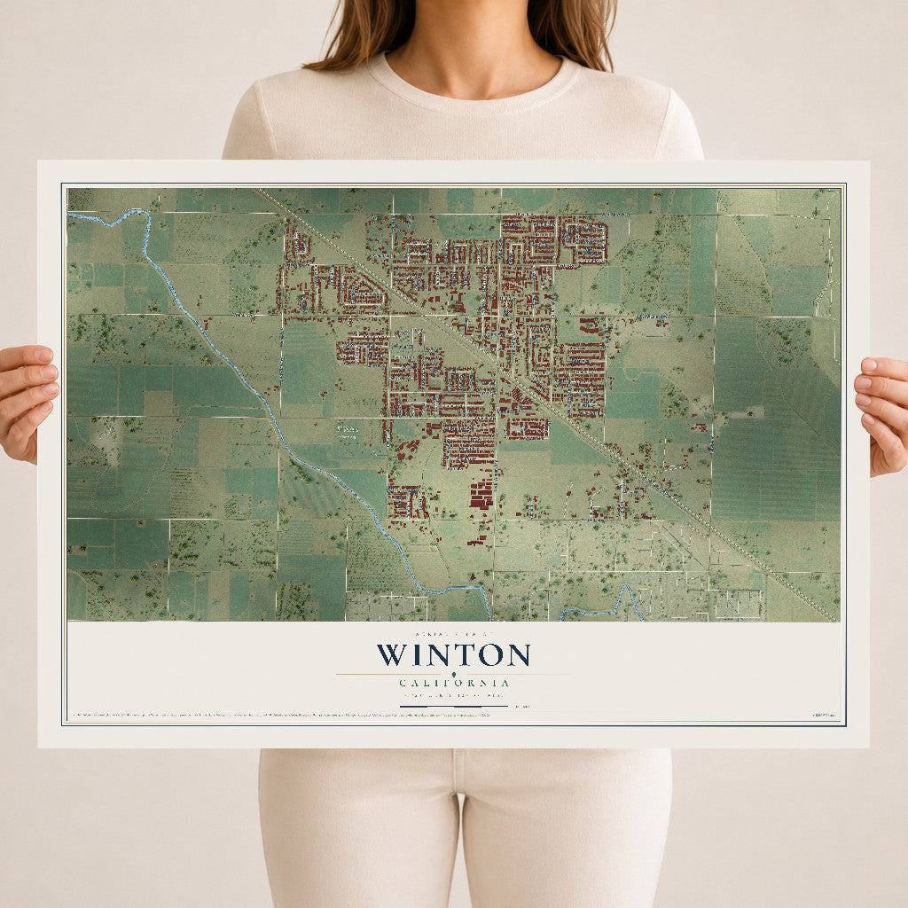 Map of Winton, California, 18 x 24 inch unframed archival matte print