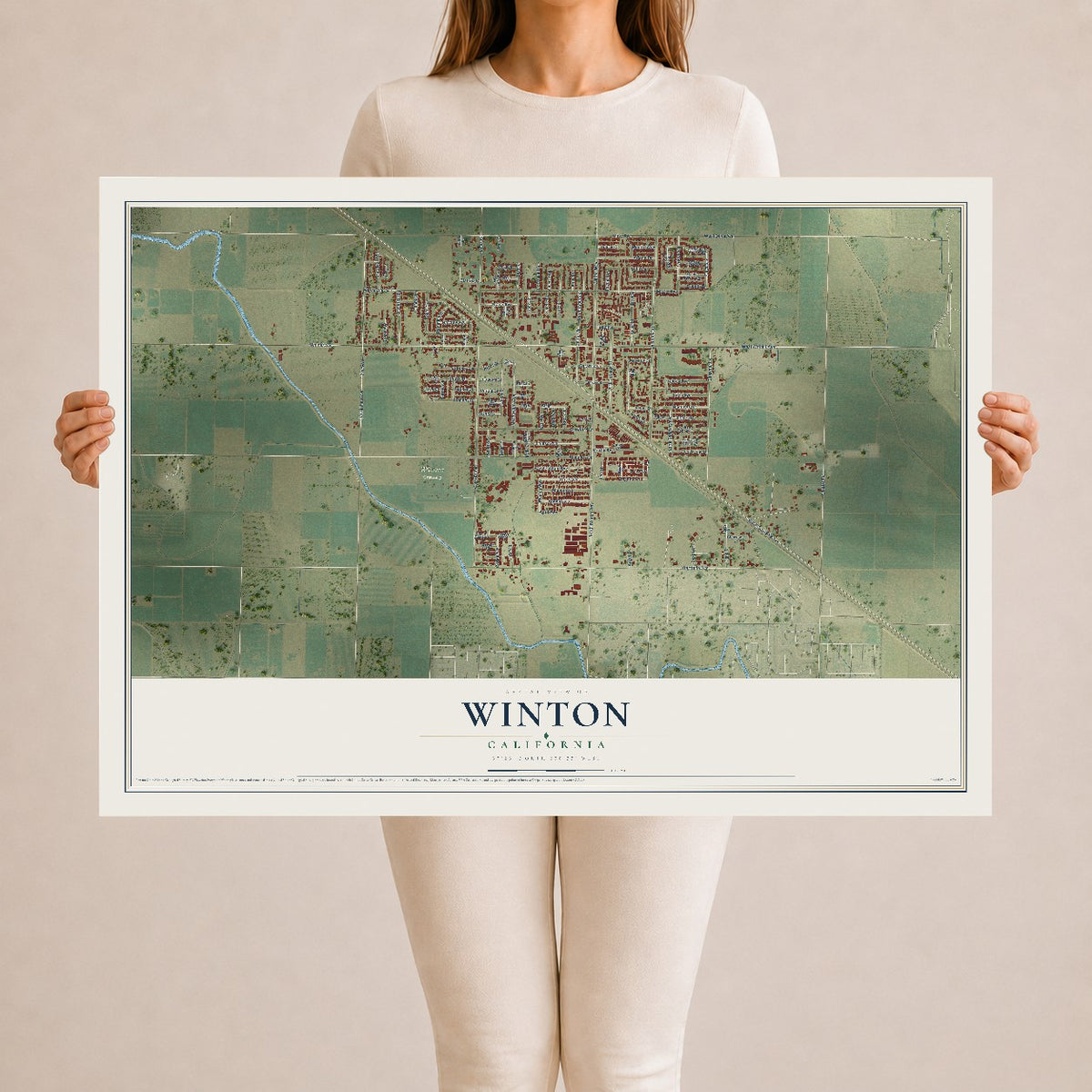 Map of Winton, California, 24 x 36 inch unframed archival matte print