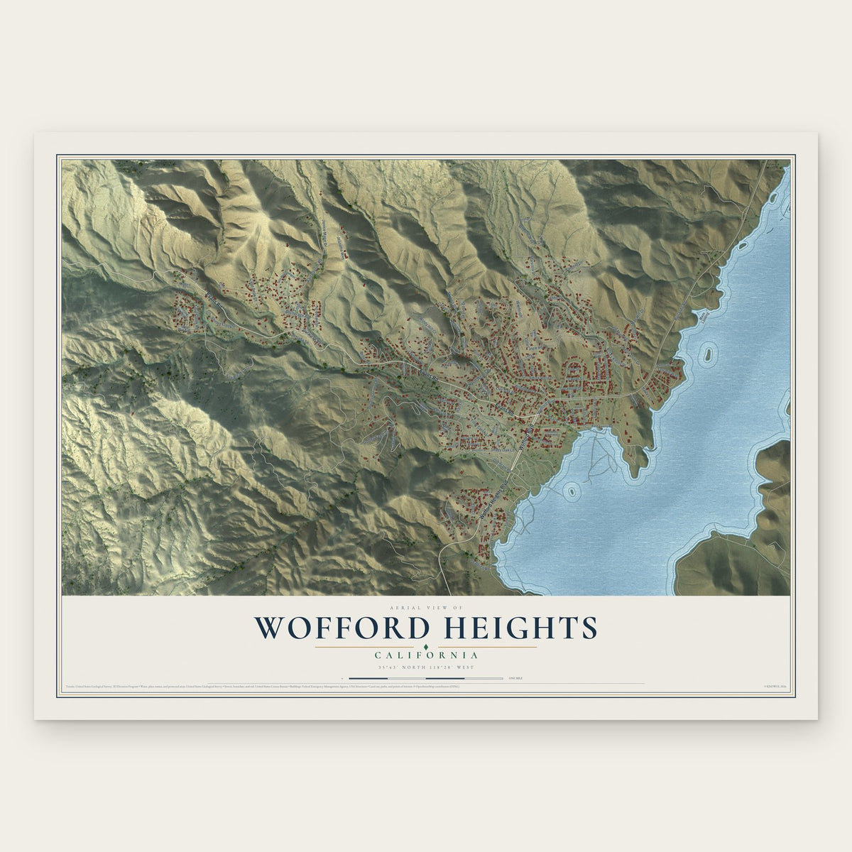 Wofford Heights, California map print, the full design