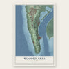 Wooded Area, California map print, the full design