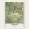 Woodlands, California map print, the full design