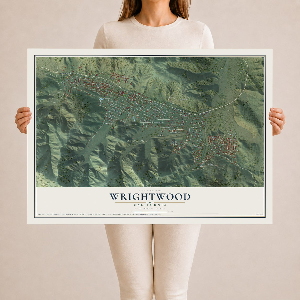 Map of Wrightwood, California, 24 x 36 inch unframed archival matte print
