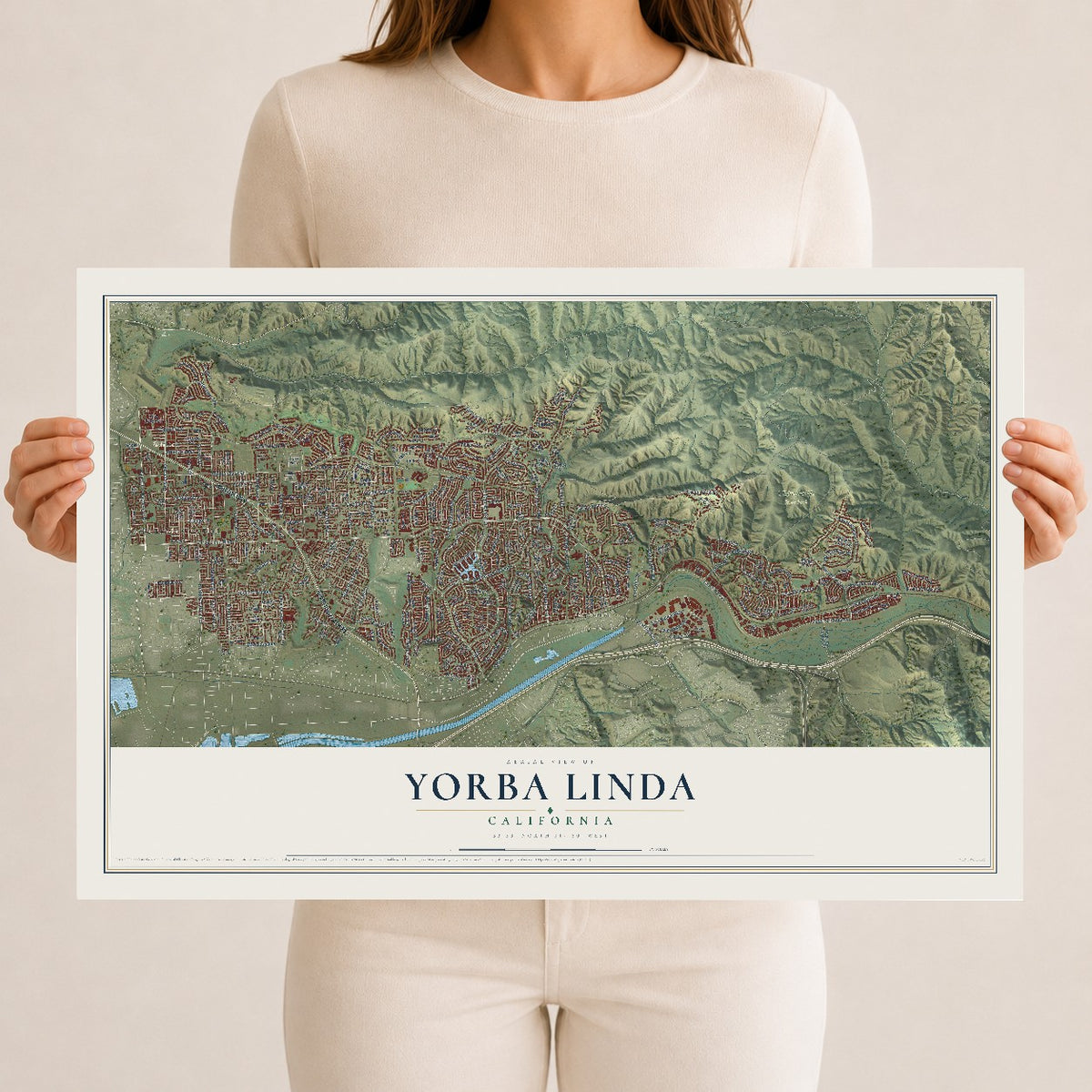 Map of Yorba Linda, California, 12 x 18 inch unframed archival matte print