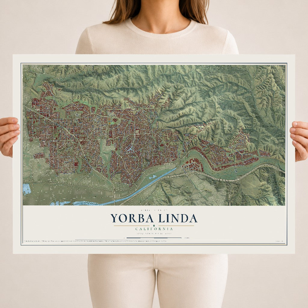 Map of Yorba Linda, California, 18 x 24 inch unframed archival matte print