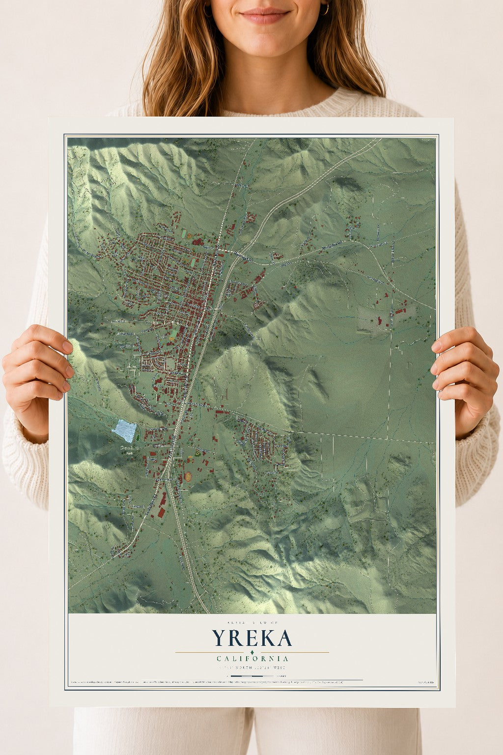 Map of Yreka, California, 18 x 24 inch unframed archival matte print