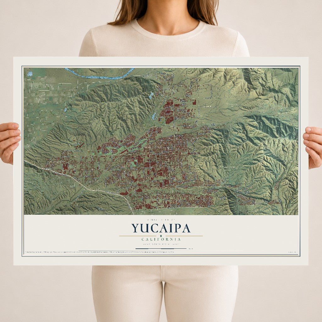 Map of Yucaipa, California, 18 x 24 inch unframed archival matte print