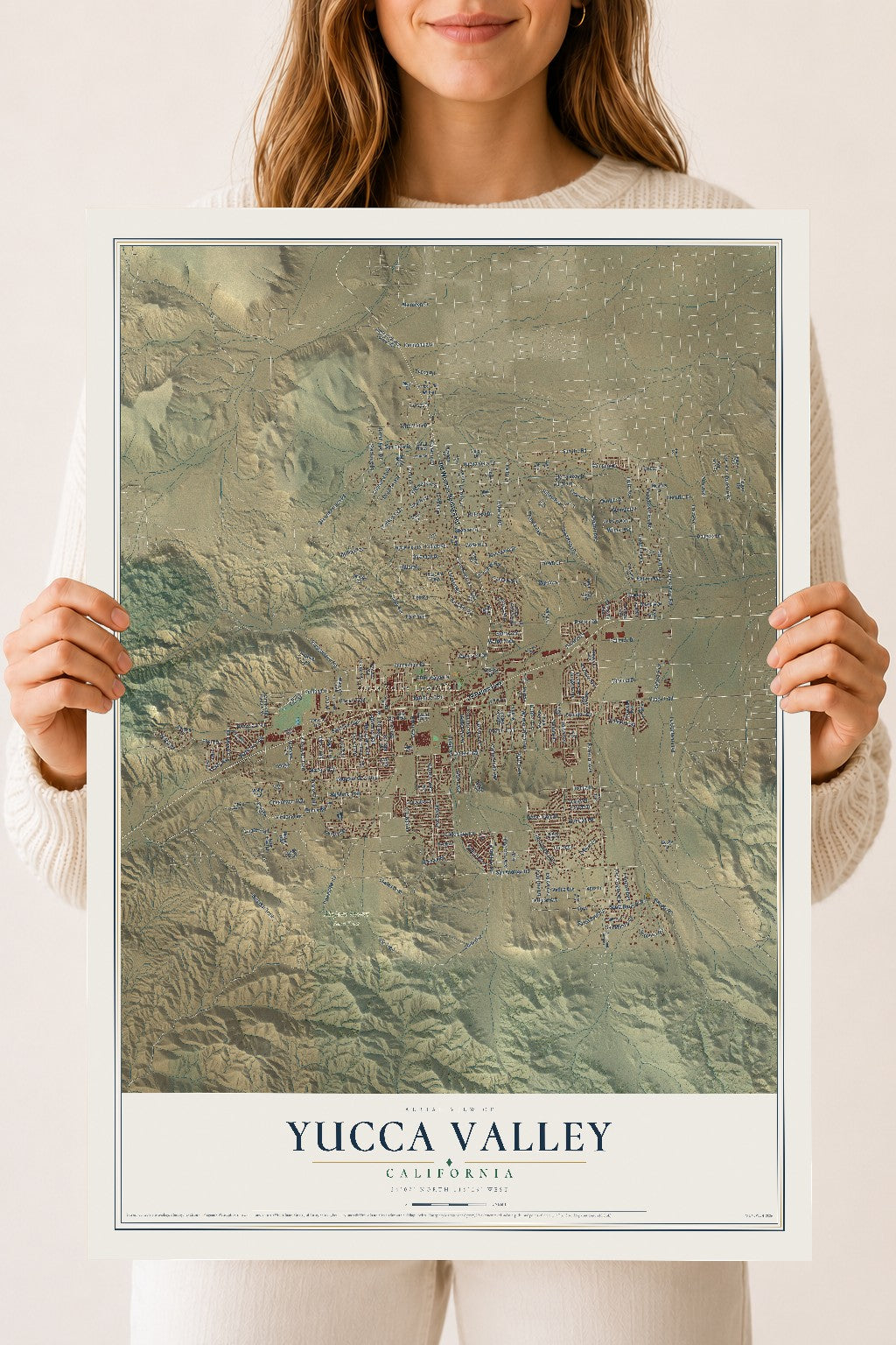Map of Yucca Valley, California, 18 x 24 inch unframed archival matte print