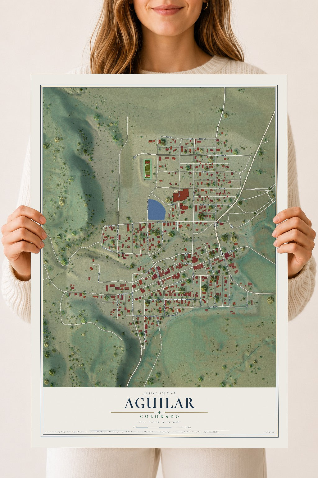 Map of Aguilar, Colorado, 18 x 24 inch unframed archival matte print