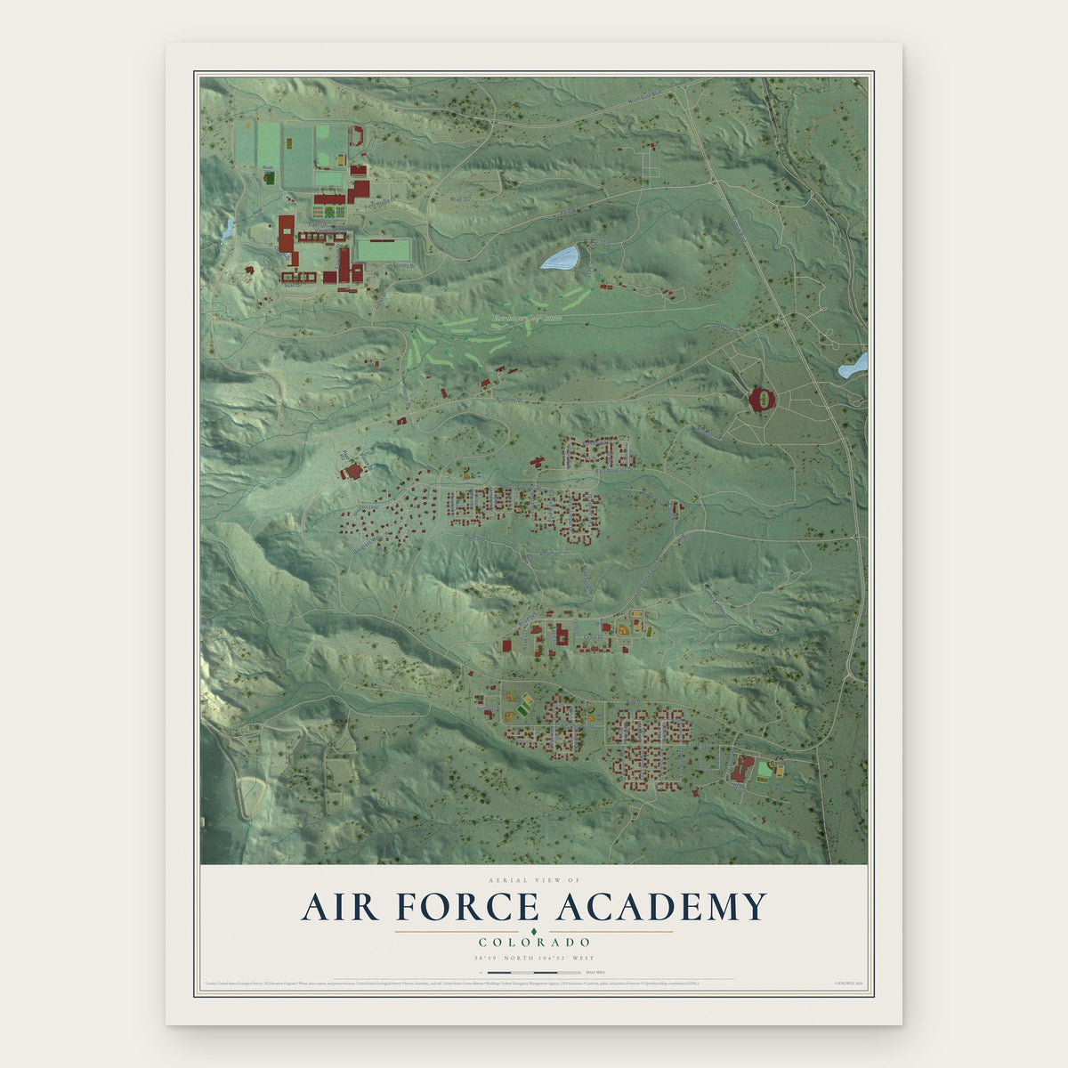 Air Force Academy, Colorado map print, the full design