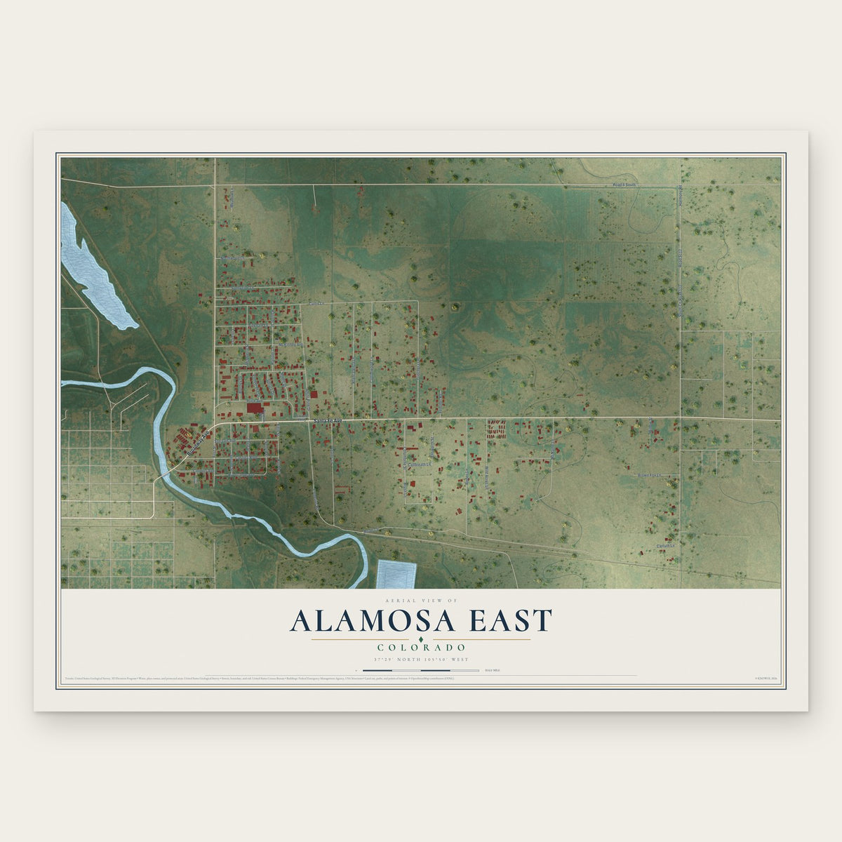 Alamosa East, Colorado map print, the full design
