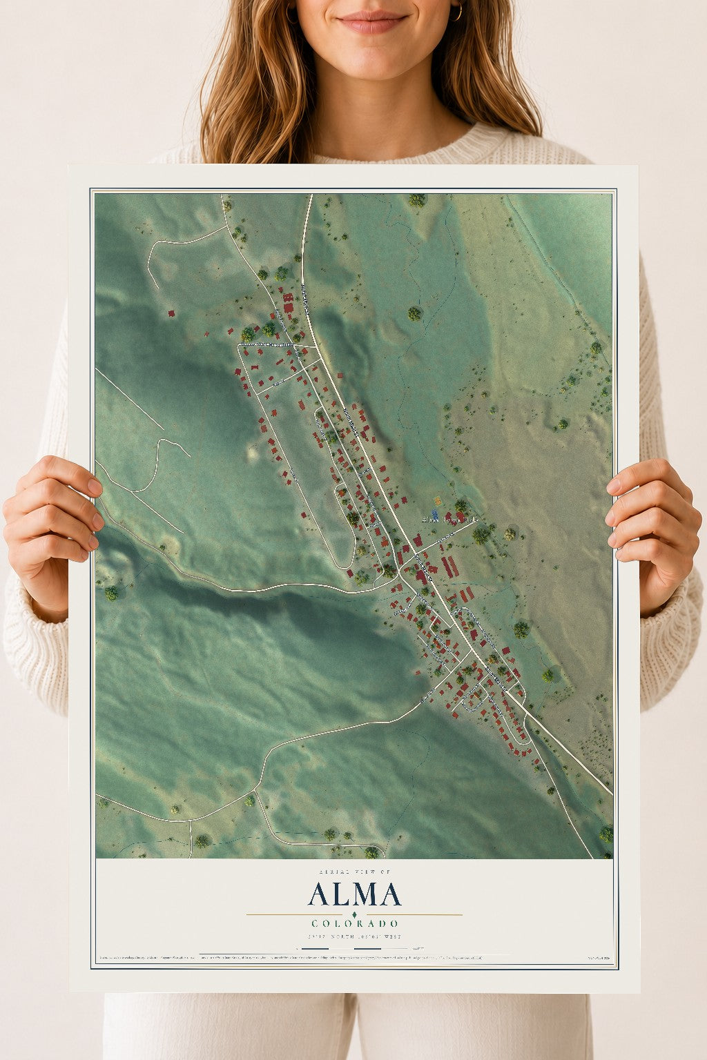 Map of Alma, Colorado, 18 x 24 inch unframed archival matte print