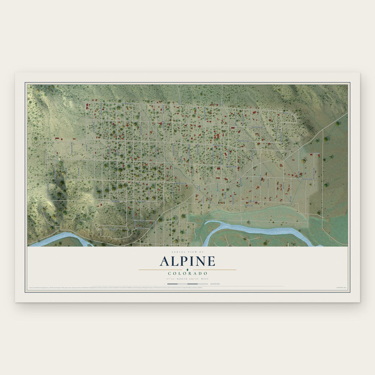 Alpine, Colorado map print, the full design