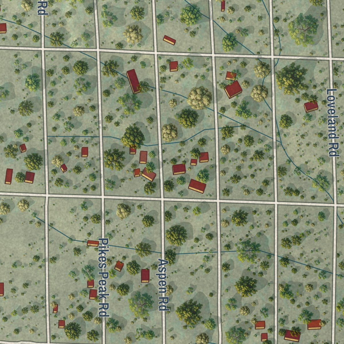 Close-up of the map of Alpine, Colorado print showing street and building detail