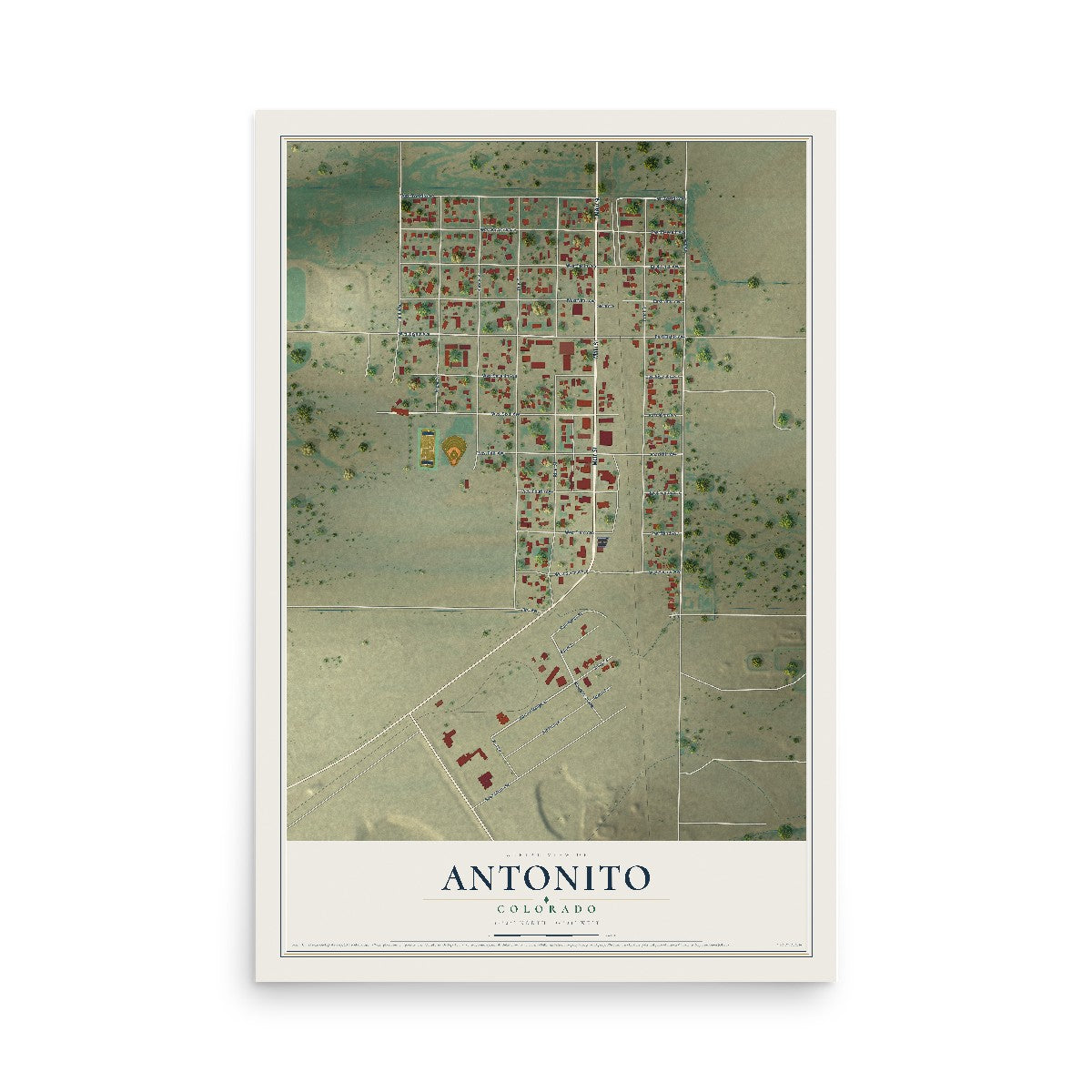 Map of Antonito, Colorado, 12 x 18 inch unframed archival matte print