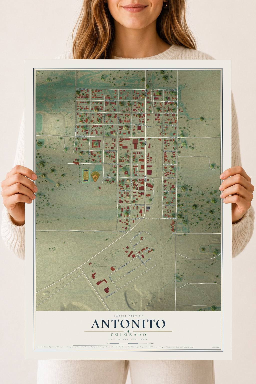 Map of Antonito, Colorado, 18 x 24 inch unframed archival matte print
