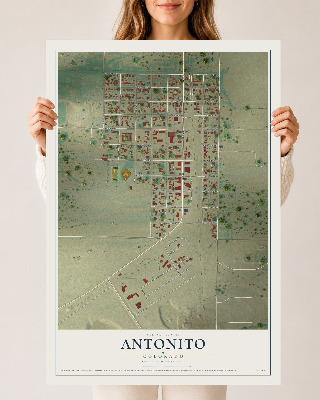 Map of Antonito, Colorado, 24 x 36 inch unframed archival matte print