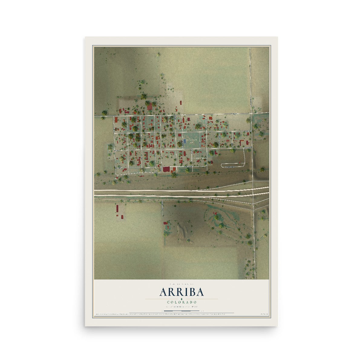 Map of Arriba, Colorado, 12 x 18 inch unframed archival matte print