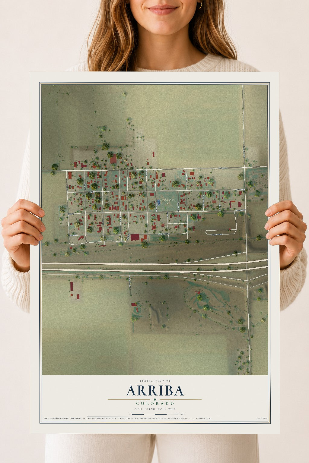 Map of Arriba, Colorado, 18 x 24 inch unframed archival matte print