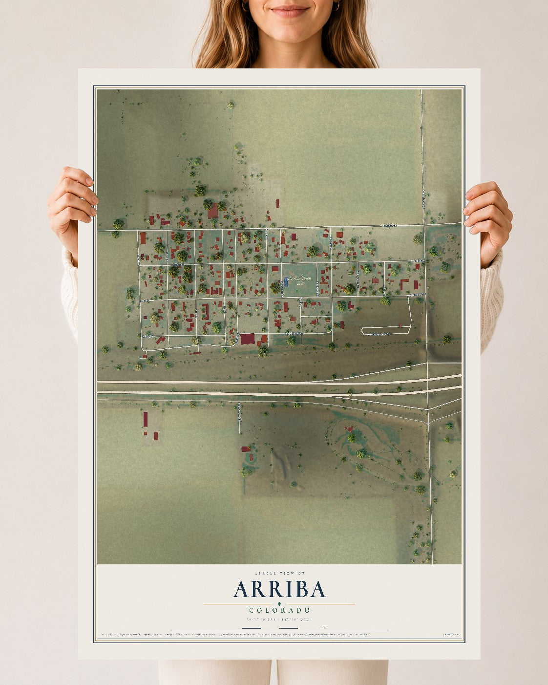 Map of Arriba, Colorado, 24 x 36 inch unframed archival matte print