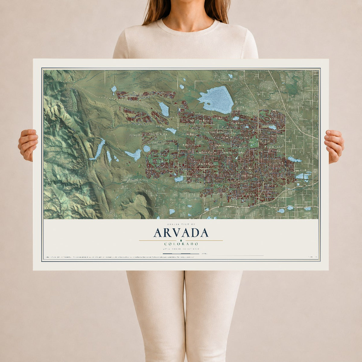 Map of Arvada, Colorado, 24 x 36 inch unframed archival matte print