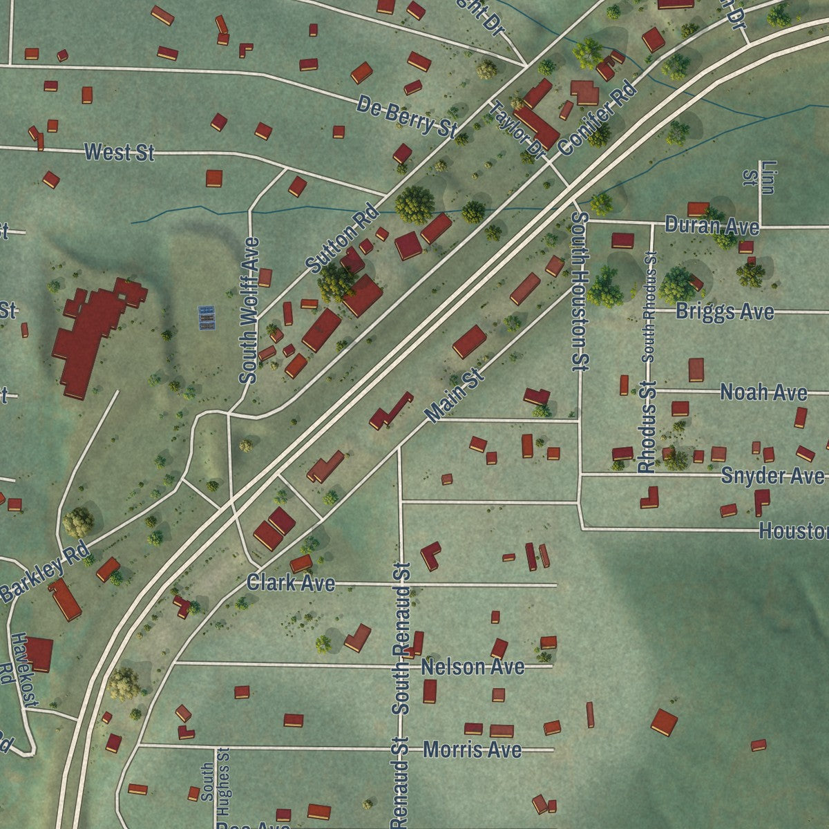 Close-up of the map of Aspen Park, Colorado print showing street and building detail