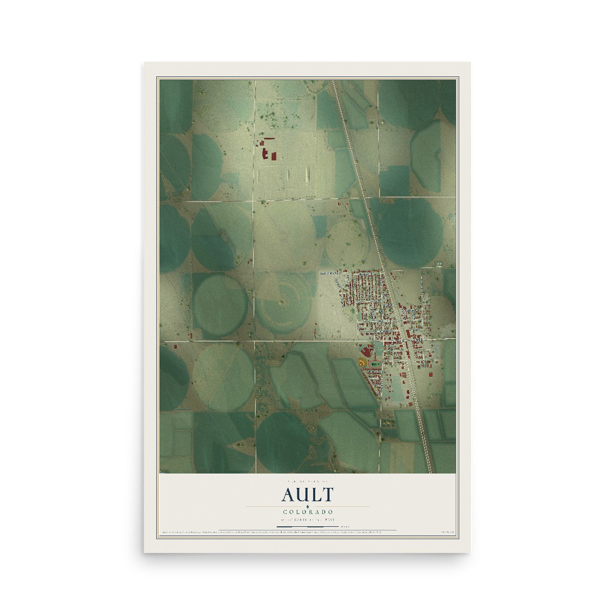 Map of Ault, Colorado, 12 x 18 inch unframed archival matte print