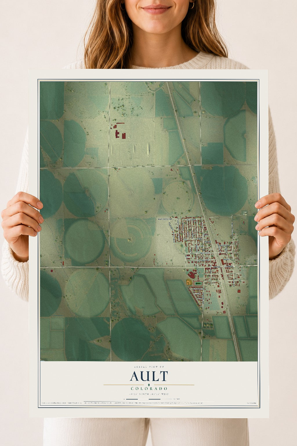 Map of Ault, Colorado, 18 x 24 inch unframed archival matte print