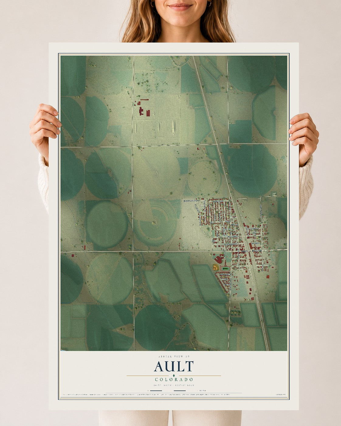 Map of Ault, Colorado, 24 x 36 inch unframed archival matte print