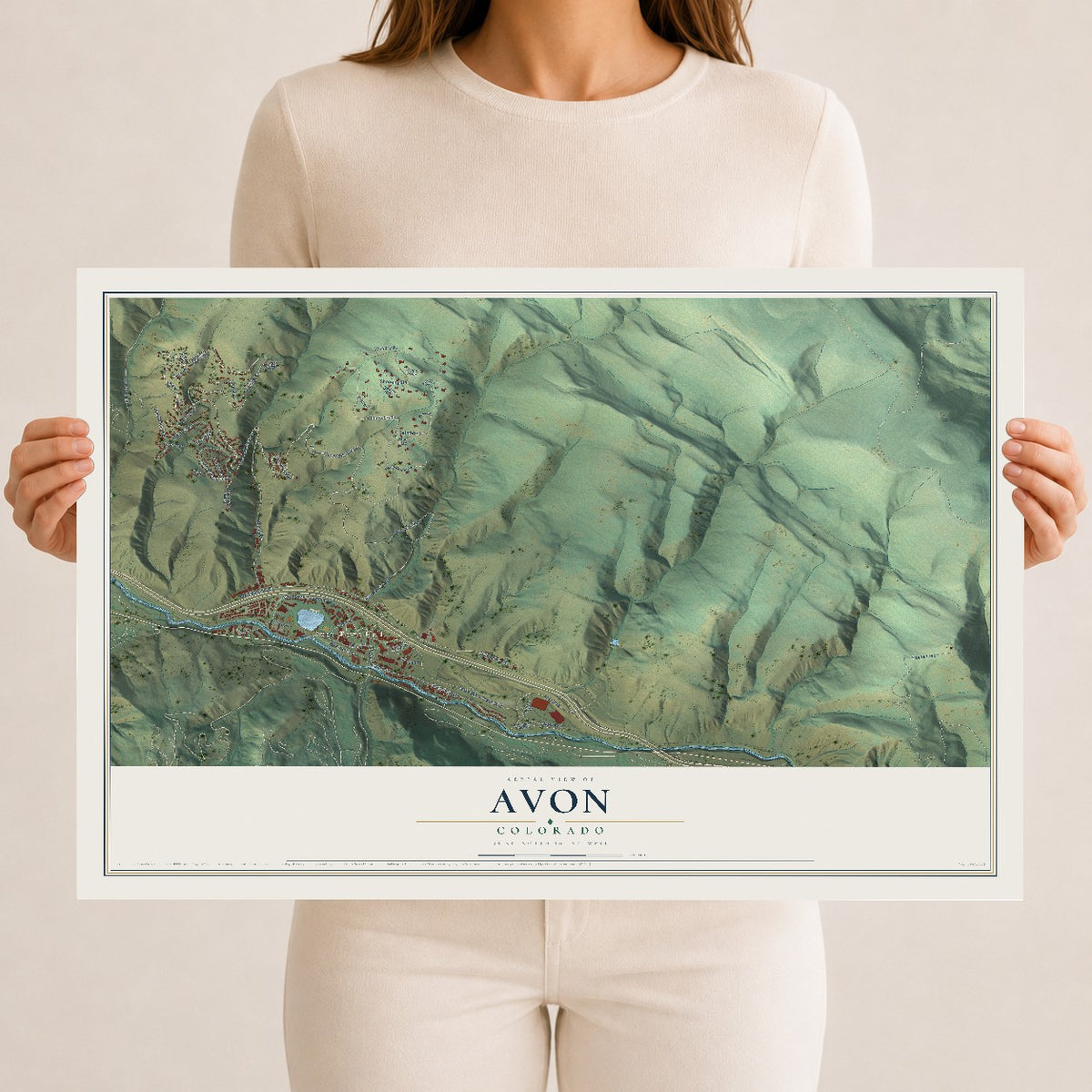 Map of Avon, Colorado, 12 x 18 inch unframed archival matte print