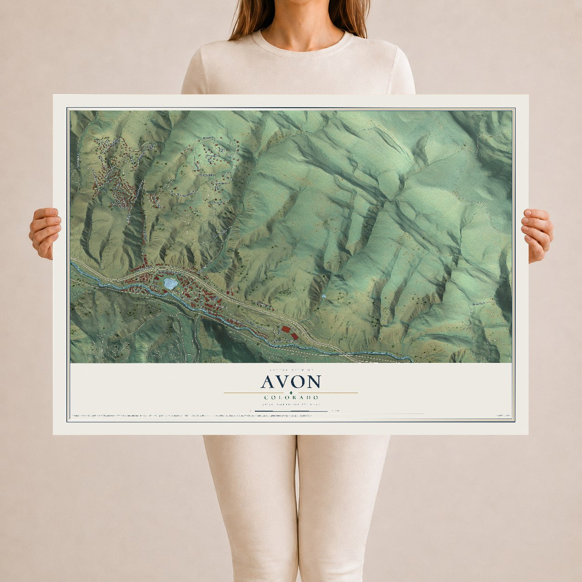 Map of Avon, Colorado, 24 x 36 inch unframed archival matte print