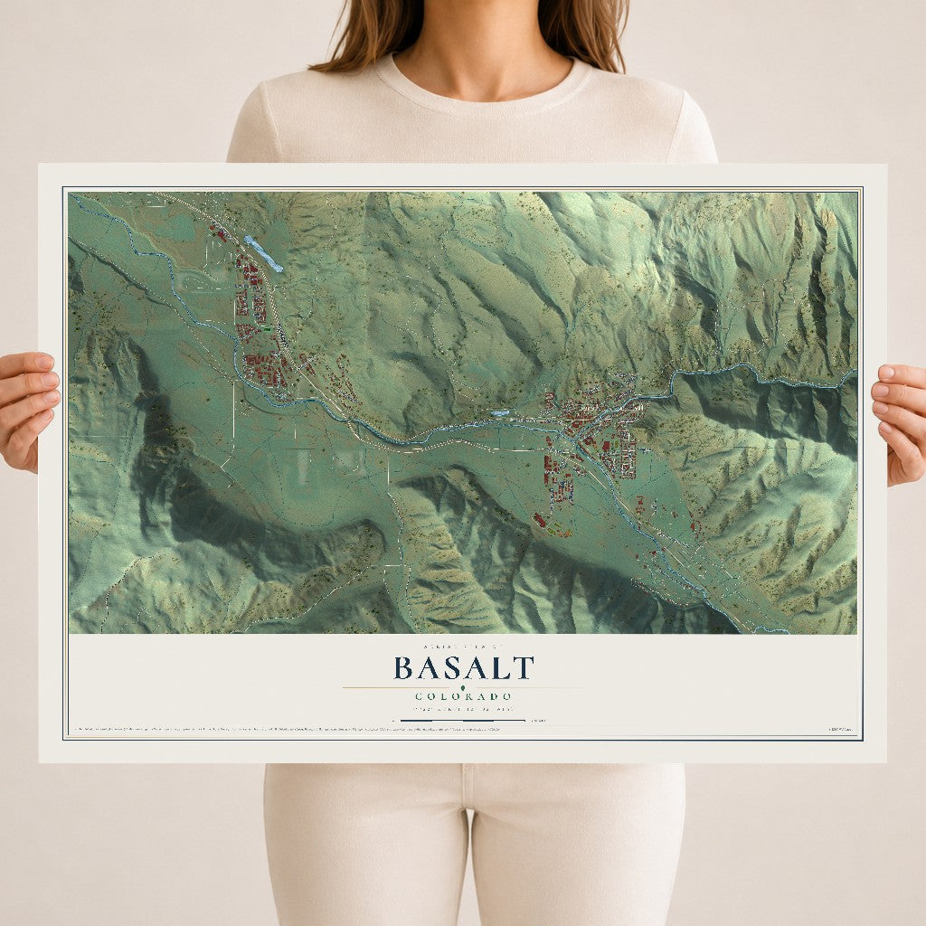 Map of Basalt, Colorado, 18 x 24 inch unframed archival matte print
