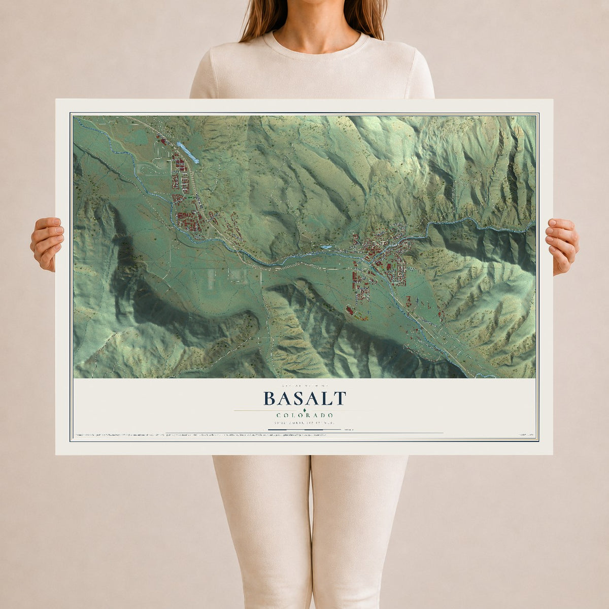 Map of Basalt, Colorado, 24 x 36 inch unframed archival matte print