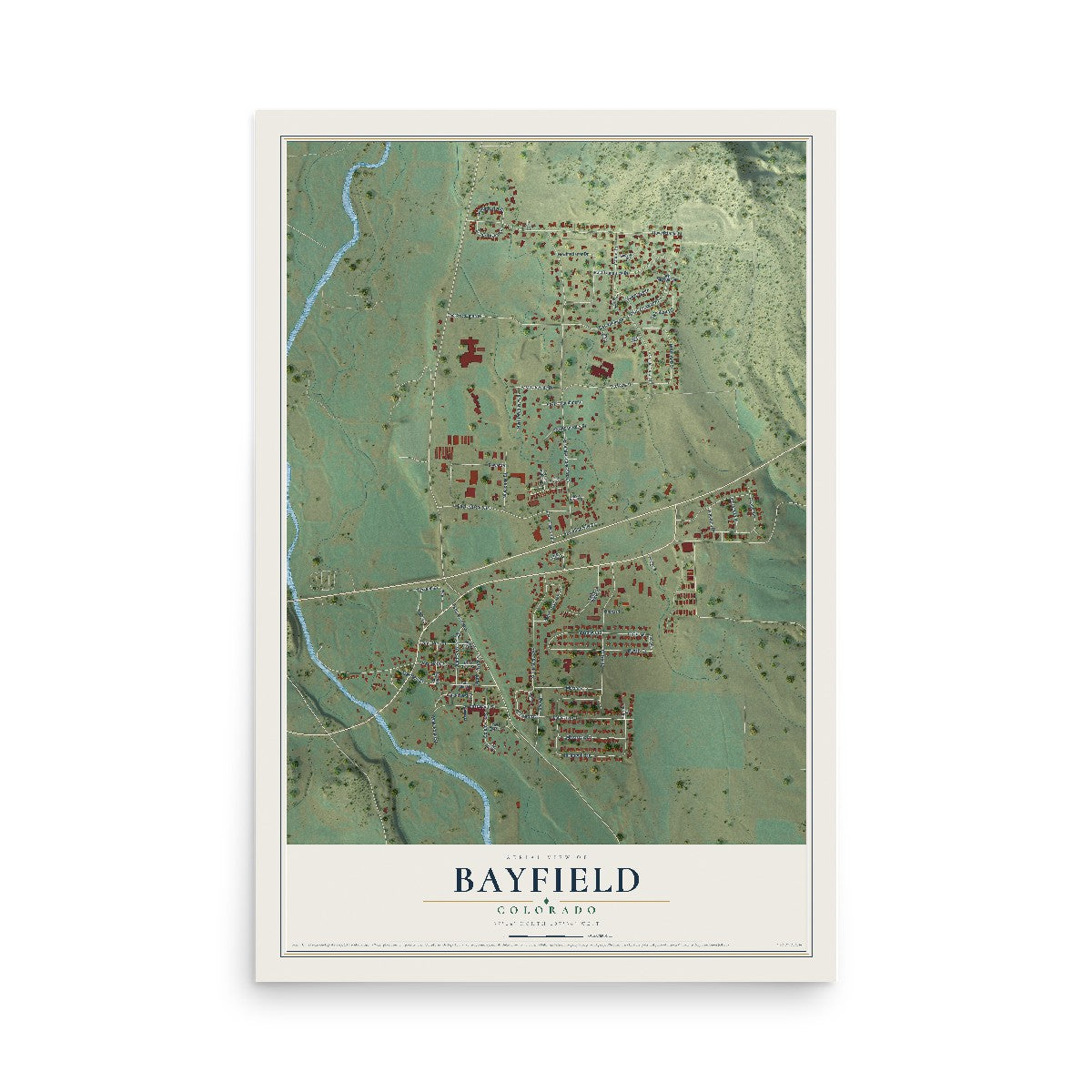 Map of Bayfield, Colorado, 12 x 18 inch unframed archival matte print
