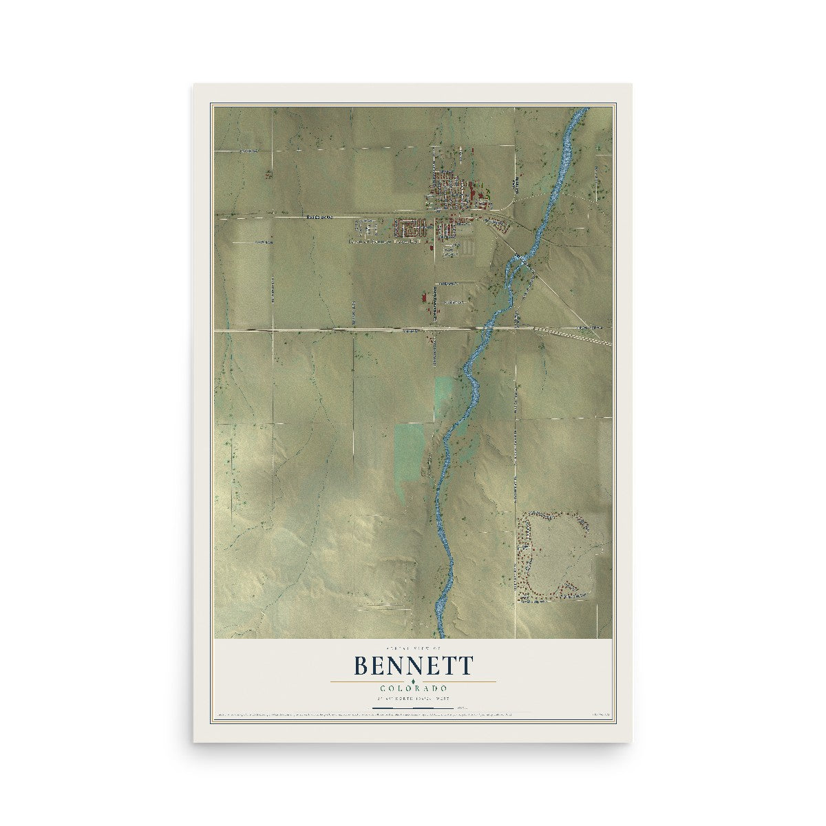 Map of Bennett, Colorado, 12 x 18 inch unframed archival matte print