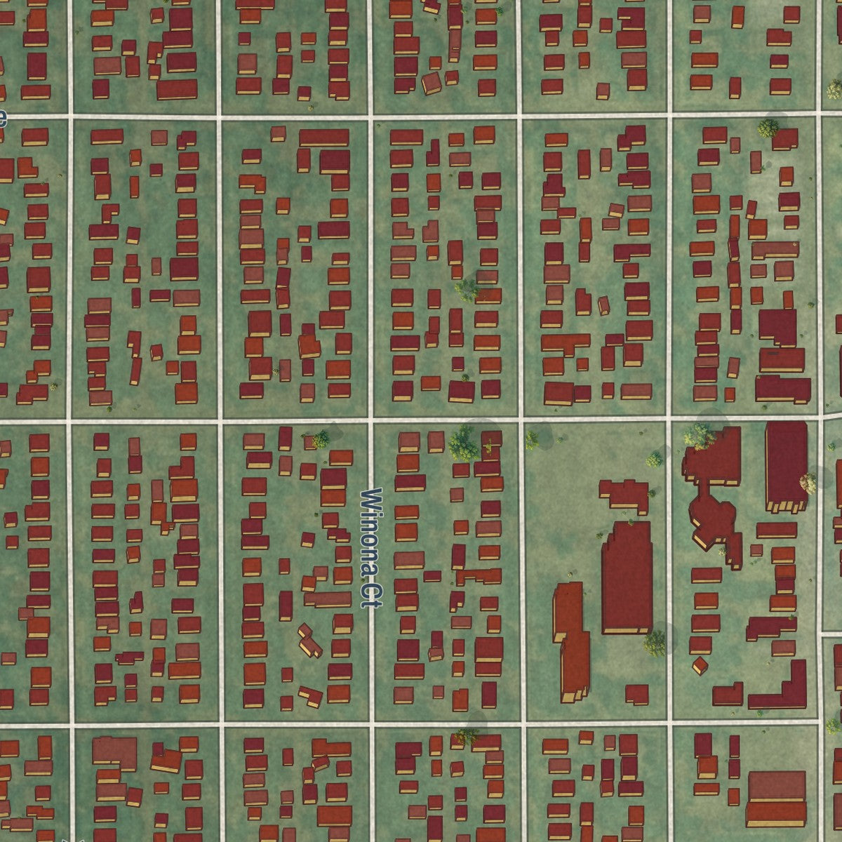 Close-up of the map of Berkeley, Colorado print showing street and building detail