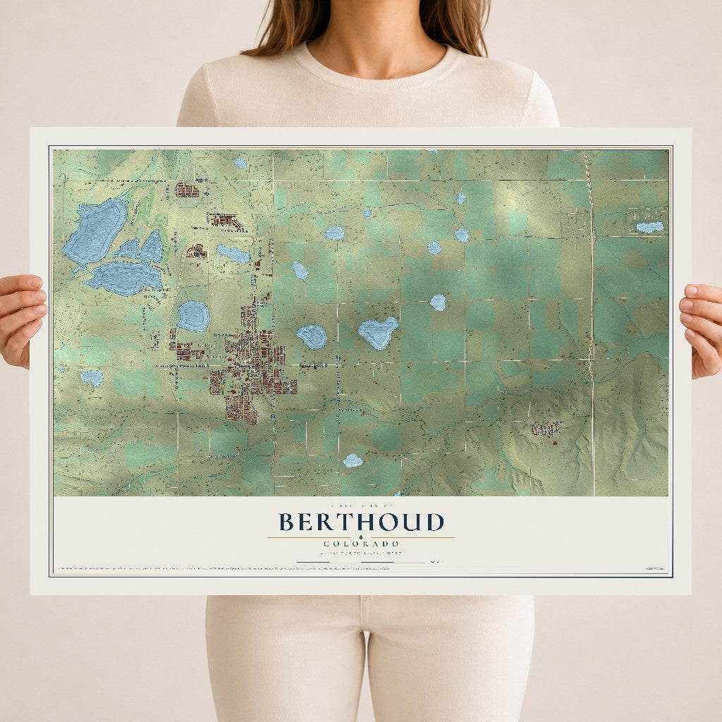 Map of Berthoud, Colorado, 18 x 24 inch unframed archival matte print