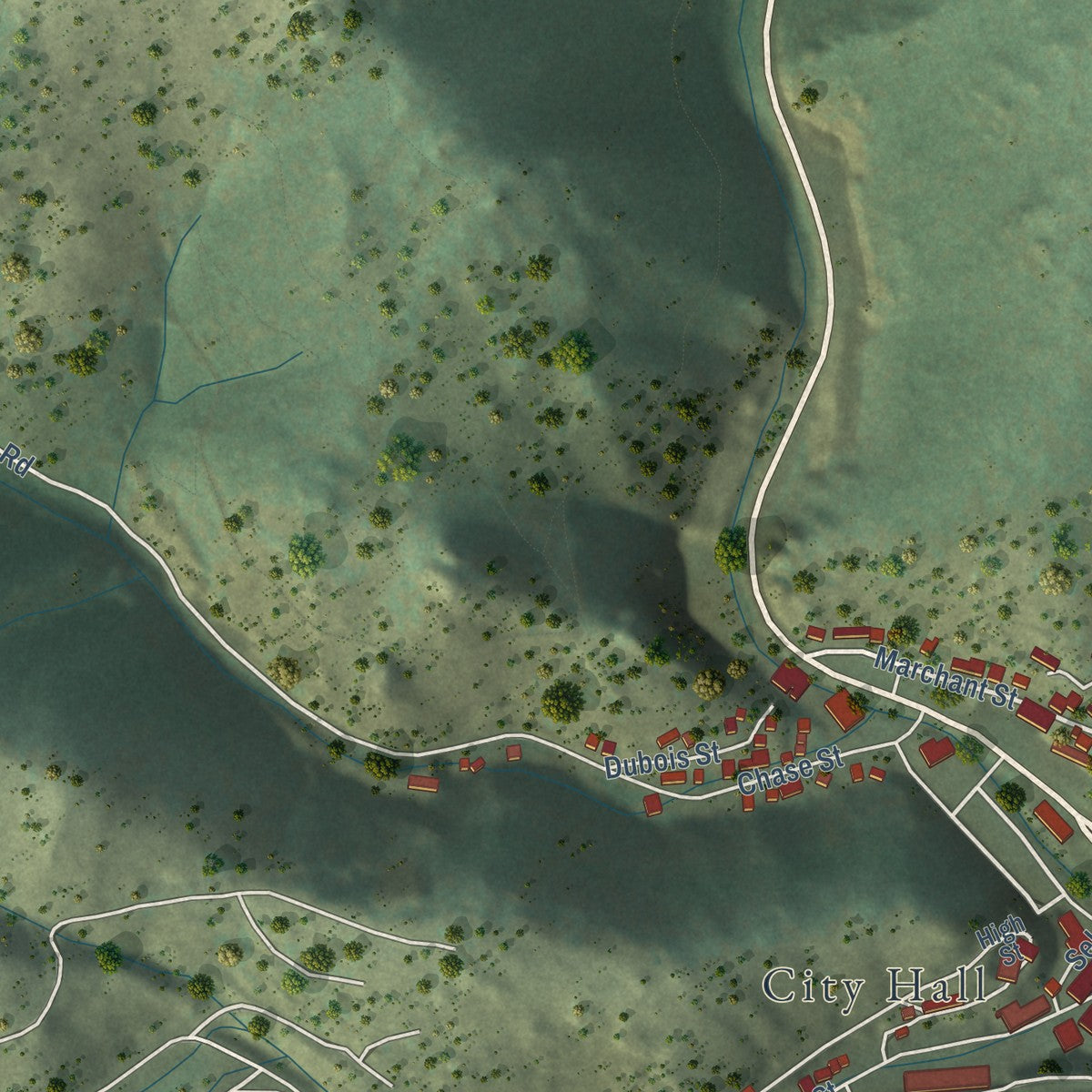 Second close-up of the map of Black Hawk, Colorado print showing more streets and buildings